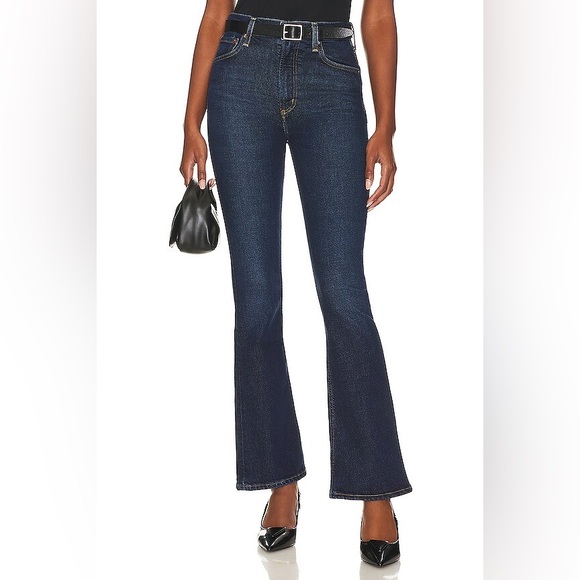 Agolde Nico High Rise Slim Boot size 31 Flare Dark Wash Button Fly NWT - Picture 2 of 16